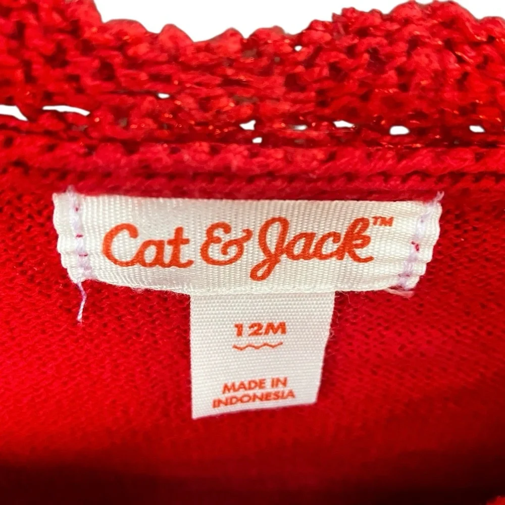 Cat &‎ Jack Toddler Red Knit Dress 12M Christmas Holiday Wear